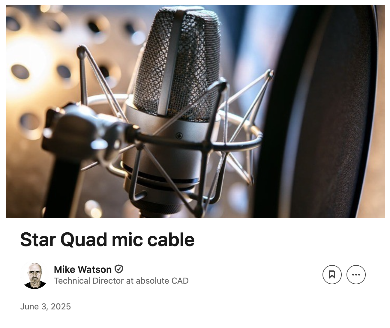 STAR QUAD professional microphone cable for broadcast audio